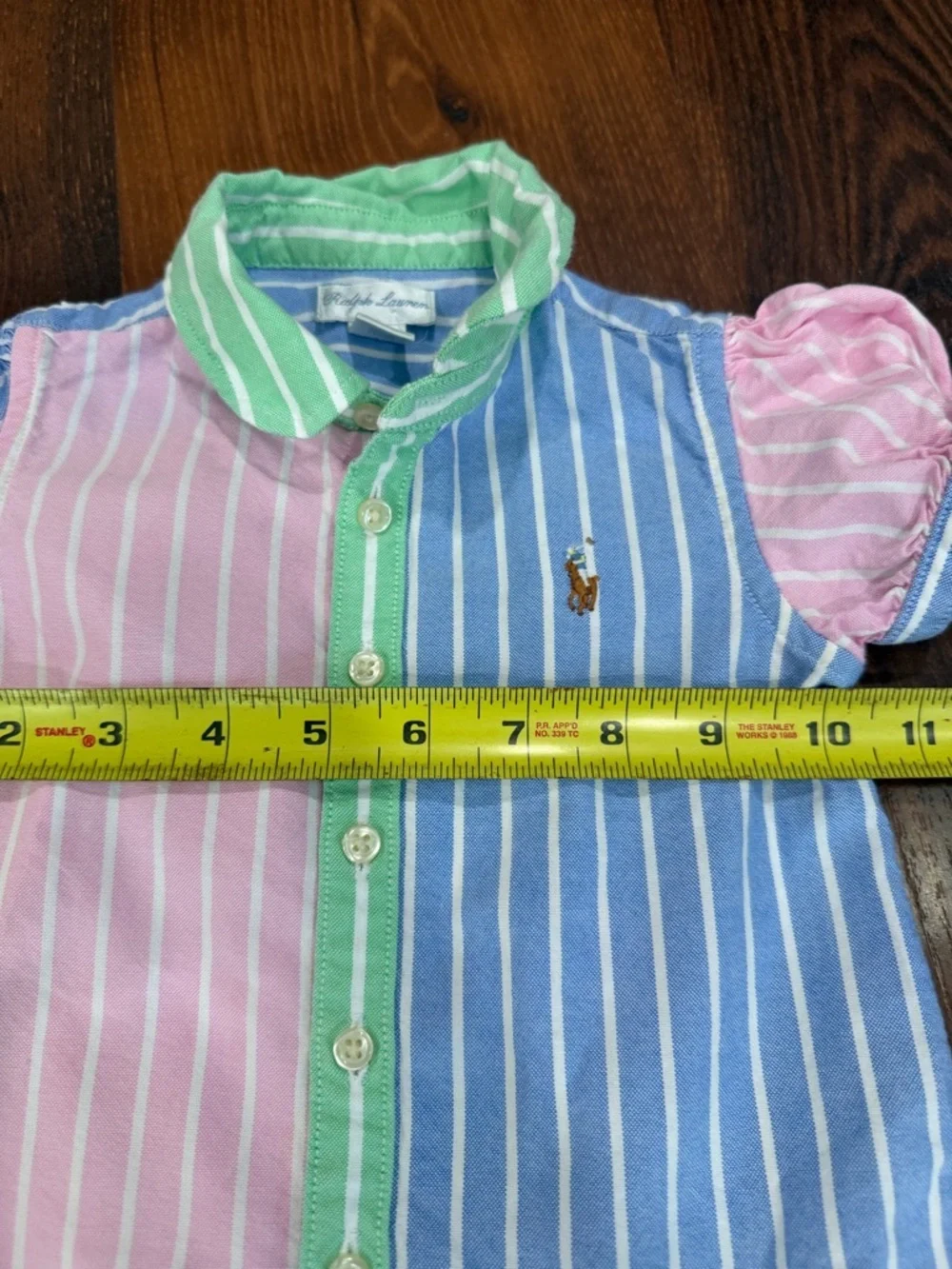 Ralph Lauren babygirl Colorful Striped  dress Sz 18m yellow pink blue